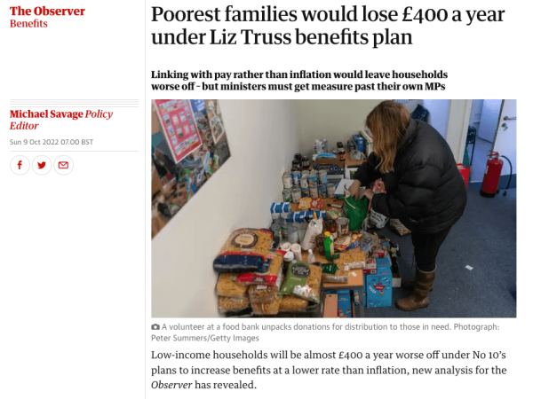 The observer Liz Truss benefits plan