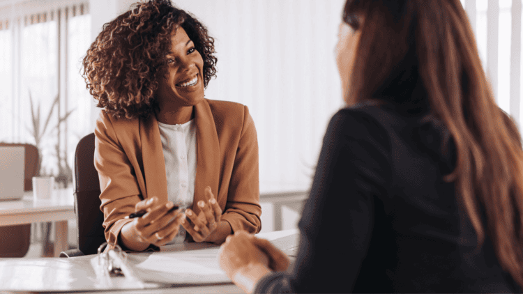 ladies in a meeting or interview